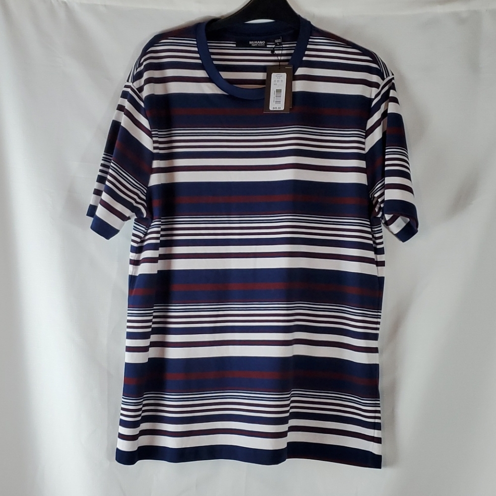Short sleeve men's striped crew neck tee by Murano liquid luxury in size Large
